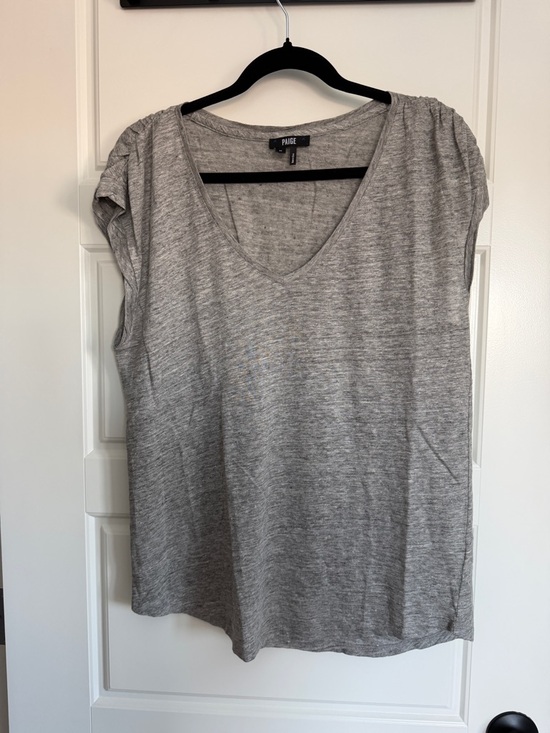 PAIGE Tops - PAIGE Anthropologie100% Linen Heather Grey V-Neck Cap Sleeve Tank Top